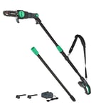 Marque Amazon - Denali by SKIL Kit de perche élagueuse à lame de 20,3 cm Moteur sans balais 18 V (20 V MAX) avec batterie au lithium 8,0 Ah et chargeur, Noir / Vert