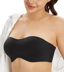 Lemorosy Soutien-Gorge Bandeau Non rembourré sans Bretelles Taille Plus T-Shirt pour Femme (Noir,FR105E)