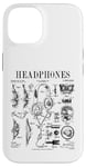 Coque pour iPhone 14 Casque audio vintage breveté DJ Gamer Podcaster Musique