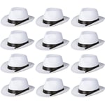 25 x White Gangster Hats Al Capone Trilby Smooth Criminal Michael Jackson Hat