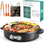 Appareil Fondue Chinoise Hot Pot Electrique Et Barbecue Coréen Intérieur Électrique 220V 2200W 2 In 1 Hotpot Wok Bbq Raclette Sans Fumée Pour 2 À 8 Personnes