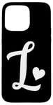 iPhone 15 Pro Max white letter L monogram initial minimalist heart graphic Case