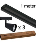 Vox strømskinne med Bocca spot (x3), 1 meter, Sort