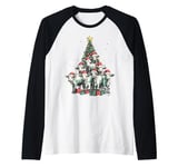 Cows Christmas Tree Funny Farmer Farm Animals Lovers Xmas Raglan Baseball Tee