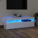 Meuble TV，Meuble de Rangement，Banc TV avec lumières LED blanc brillant 120x35x40 cm CFW580686