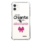 Evetane - Coque Silicone Compatible avec iPhone 11 - Protection Souple et Renforcée - Coins Antichocs - Fine et Transparente - Coque Arrière - Un Peu Chiante Tres attachante