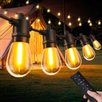 Guirlande Lumineuse Exterieur Jardin Led - 30m Extérieur Guirlandes Guinguette Lampe Avec Télécommande 30+2 Ampoules 3 Modes Ip65 Étanche Pour Terrasse Balcon Mariage Parasol Pergola Décoration(Q515)