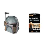 Star Wars The Black Series Boba Fett Premium Electronic Helmet, The Empire Strikes Back Full-Scale Roleplay Collectible+Duracell NEW Optimum AAA Alkaline Batteries [Pack of 4], 1.5 V LR03 MX2400