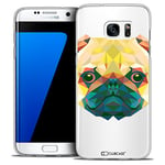 Caseink - Coque Housse Etui Galaxy S7 Edge [Crystal HD Polygon Series Animal - Rigide - Ultra Fin - Imprimé en France] - Chien