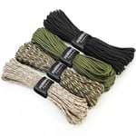 PUWOWYE Paracord 4mm, 4 Pièces 33ft Type III 7 Core Strands 100% Nylon Paracorde, avec Une Capacité de Charge Allant Jusqu'à 250 kg, Idéale pour Le Camping et la Survie en Extérieur, 132 ft