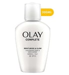 Olay Complete Moisturise & Glow Face and Neck Lotion Sensitive SPF15 200ml