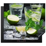 KitchenYeah© Protection Plaque Induction 59x52 cm Protege Deco Cuisine Cache Protège De Cuisson Accessoires Cocktail - Mojito - Vert - Menthe