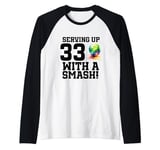 33rd Birthday Tennis 33 Years Old Tennis Player Birthday Raglan Baseball Tee