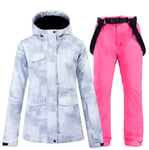 Finerun Veste de Ski imperméable Coupe-Vent pour Femme Veste de Snowboard colorée et Pantalon à Bretelles