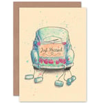 Just Married Tin Can Car Greetings Card Plus Envelope Blank inside