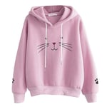 Sweat À Capuche Impression De Chat Décontracté Lâche Femmes Pulls Hiver Chemise À Manches Longues Blanc Vêtements Esthétiques S'Appliquent Aux Fêtes Sportives Vacances en Plein Air Etc-Pink_XL_Style