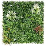 CHRISTOW Meadow Artificial Plant Living Wall Panels, Garden Fence Covering Decoration, Indoor Outdoor Decor, Waterproof UV Protected, 1m x 1m (Set of 2 100cm x 50cm)