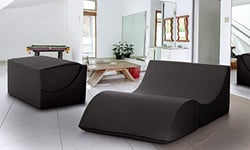 Talamo Italia Pouf Clever, transformable en chaise longue pour lit double, similicuir 100 x 70 x 50 cm, fabriqué en Italie, noir, Simili cuir, Matrimonial