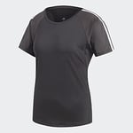 Adidas Women Training 3-Stripes Short Sleeve T-Shirt - Black, X-Small