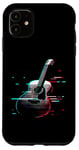 Coque pour iPhone 11 Glitch Guitare acoustique – Amateur de musique de guitare vintage