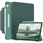 FINTIE Coque pour iPad Air 11 Pouces 2024 M2 / iPad Air 5 2022 / iPad Air 4 2020 10.9" - [Rabat Magnétique & Recharger Le Pencil] Etui Translucide Givré Housse Fine Légère, Vert Forêt