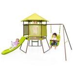4-in-1 Children's Swing Set Outdoor Playhouse Baby Seat Slide & Ladder