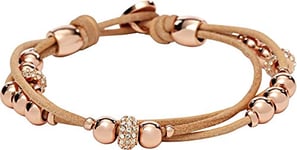 Fossil Bracelet for Women , 19 cm Beige, brown, Rose Gold Base Metal, Genuine Leather Bracelet, JA6539791