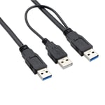 Cy Câble Usb 3.0,Usb 3.0 Type A Mâle Vers Mâle Câble D'Extension De Données Avec Câble D'Alimentation Pour Disque Dur Externe