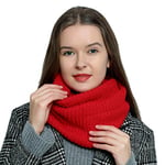 DonDon Écharpe femme hiver Écharpe en laine Écharpe tube snood Tour de Cou Cache cou - Rouge