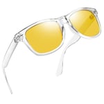 Joopin Lunettes Conduite de Nuit Vision Nocturne Lunette Anti Éblouissement Verre Jaune pour Homme et Femme Protection UV400 avec Monture Transparent