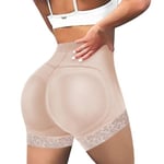 Kvinnor Body Shaper Vadderad rumplyftare Trosa Butt Hip Enhancer Fake Bum Shapwear Shorts Push Up Shorts Beige M