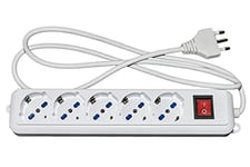 LINK lkmp05 multiprise 5 Prises universelles ita/schuko 10/16 A à fiche 16 A avec Interrupteur