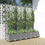 Jardinière avec treillis Bac a Fleur Gris clair 120x40x121,5 cm pp 45690