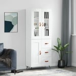 Bonnevie - Buffet haut,Buffet de salon,Commode Meuble de rangement,Style Industriel Blanc brillant 69,5x34x180 cm Bois d'ingénierie VNWE442491 - Blanc