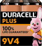 Duracell plus 9V Batteries (4 Pack) - Alkaline - 100% Life Guarenteed - Reliabil