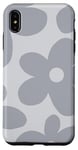 Coque pour iPhone XS Max Rétro Gris Dessin animé Fleurs Hippie Niveaux de gris