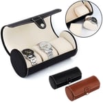 3 Slot Watch Box Resor PU Läder Roll Case Smycken Förvaring brown
