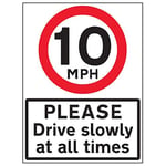 Vsafety 7A022BL-ACSR1LAG AlumComp RA1 Anti Graffiti 450 x 600 mm 10 MPH Please Drive Slowly Sign