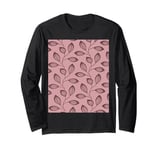 Climbing Vine Leaves In Deep Rose On Dusty Pink Long Sleeve T-Shirt