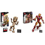 LEGO 76217 Marvel I am Groot Buildable Toy, Guardians of the Galaxy 2 Set & 76206 Marvel Iron Man Figure Collectable Buildable Toy and Display Décor Model from Avengers: Age of Ultron