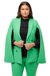 Ulla Popken Femme Grandes Tailles Blazer et Cape, Ligne en A, col à Revers, Deux rangées de Boutons. Vert Gazon 52 816547447-50