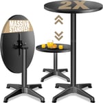 Table de bar bistrot pliable ronde ⌀ 60 cm réglable en hauteur 70 cm / 115 cm 2 en 1 en acier mange debout Set de 2 noir - Casaria