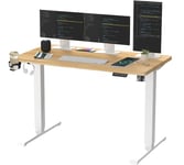 SANODESK QS 140x60cm Bureau Assis Debout Réglable en Hauteur avec Fonctions Mémoires, Bureau Debout Électrique Anti-Collision, Érable