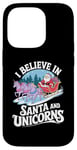 iPhone 14 Pro I believe in Santa and unicorns funny Santa xmas pajamas Case