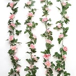 Romote Lot de 2 guirlandes (5 m), style roses grimpantes artificielles, fleurs pour hôtel, mariage, maison, fête, décoration de jardin, rose