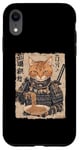 Coque pour iPhone XR Samurai Cat Loves Ramen Anime Drôle Anime Art Japonais Samouraï