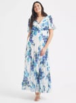 Scarlett & Jo Curve Isabelle Maxi Dress, Ivory/Blue