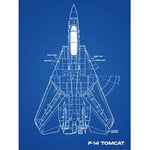 Artery8 Grumman F-14 Tomcat US Fighter Aicraft Blueprint Plan Unframed Wall Art Print Poster Home Decor Premium