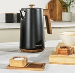 Salter Cordless Kettle Rapid Boil Dry Sensor Matte Black Wood Effect 1.7 L 3KW