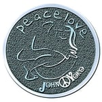 JOHN LENNON - JOHN  YOKO PEACE  LOVE CHROME PIN BADGE - T500z